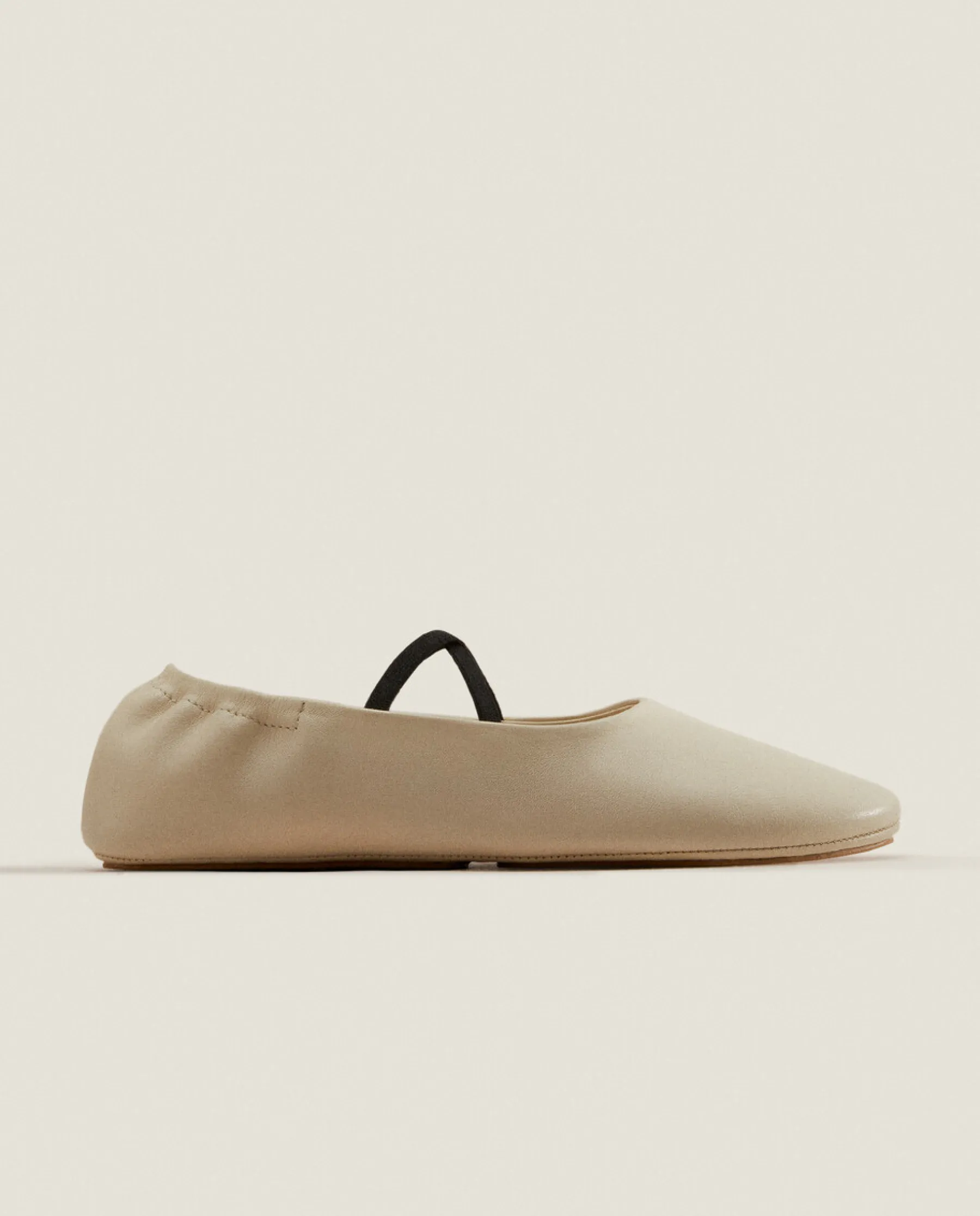 ZARA Home Leather Ballet Flats With A High Vamp