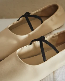 ZARA Home Leather Ballet Flats With A High Vamp