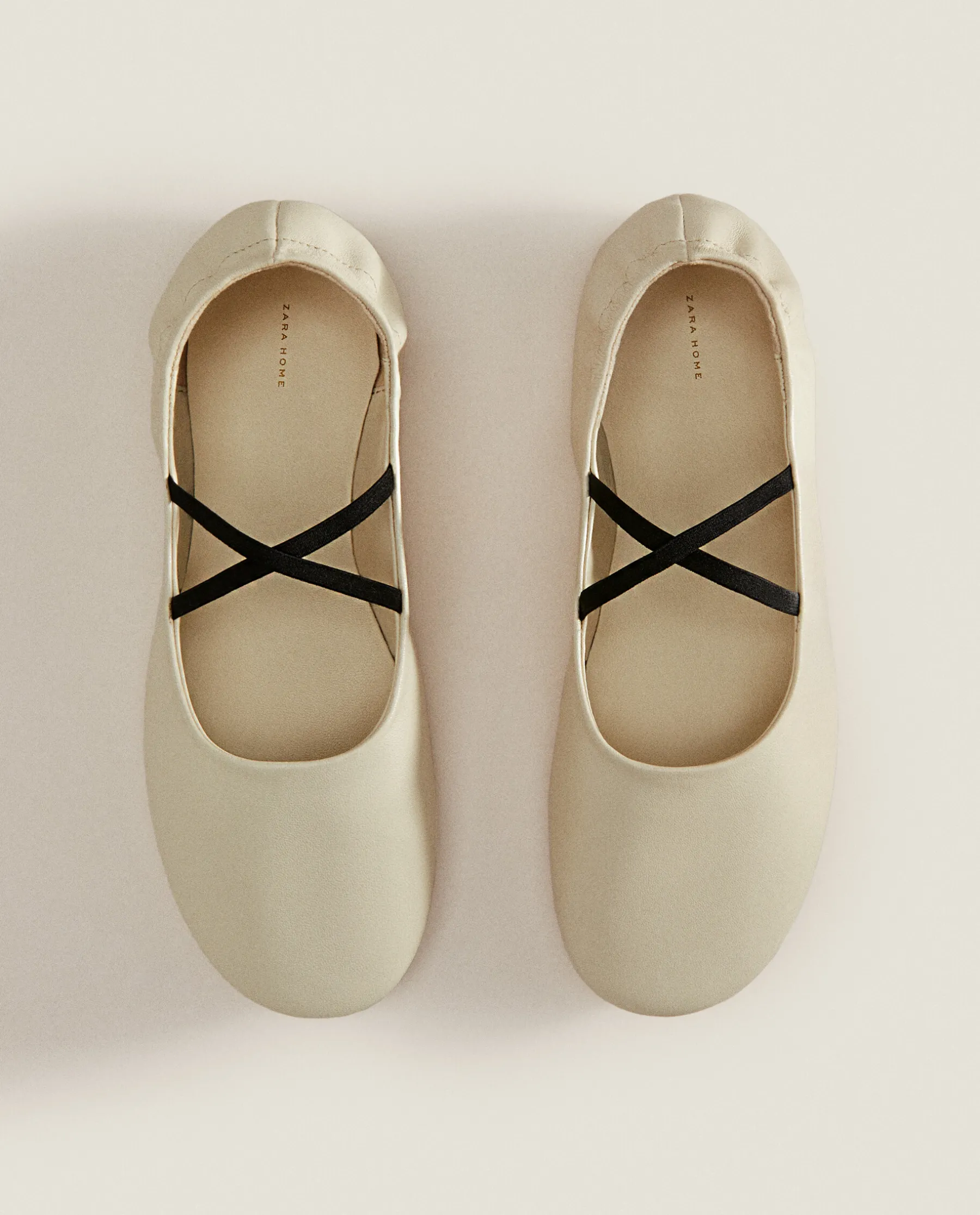 ZARA Home Leather Ballet Flats With A High Vamp