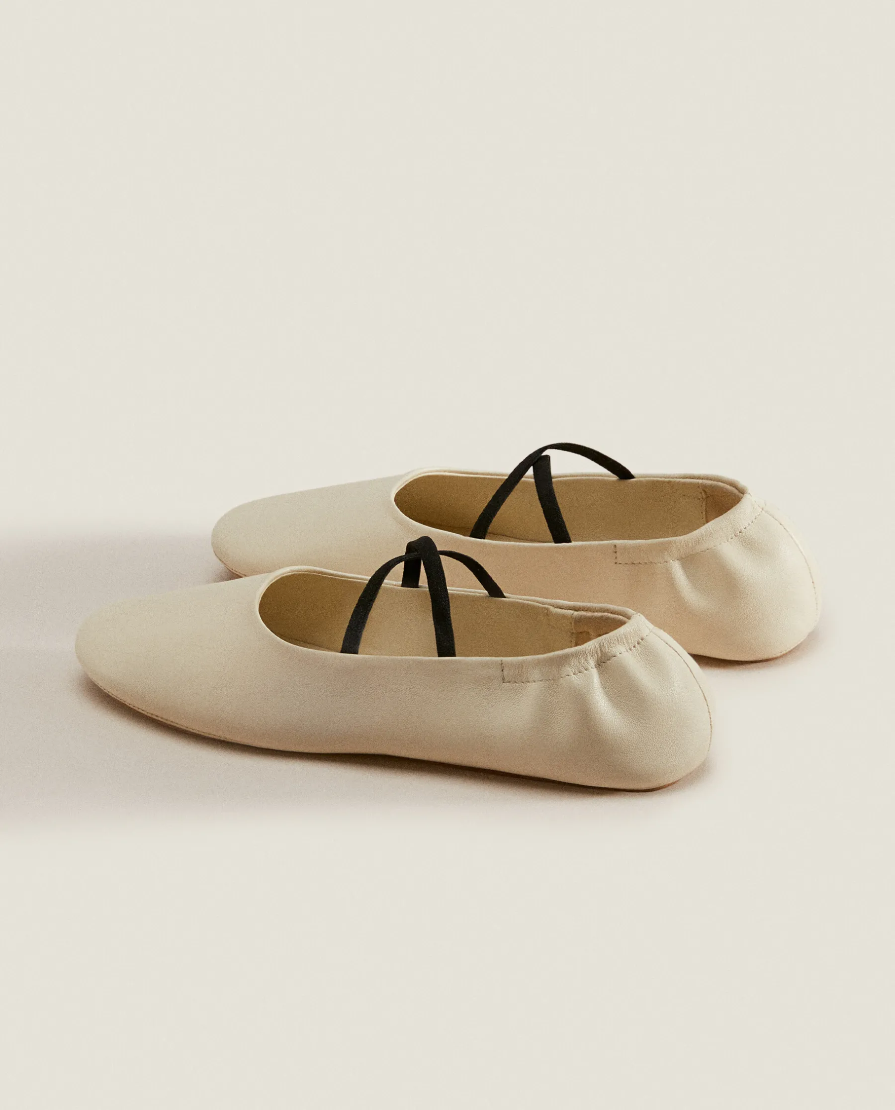ZARA Home Leather Ballet Flats With A High Vamp