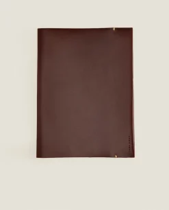 ZARA Home Leather Book Cover With Topstitching