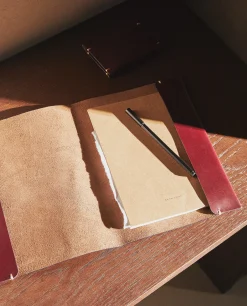 ZARA Home Leather Book Cover With Topstitching