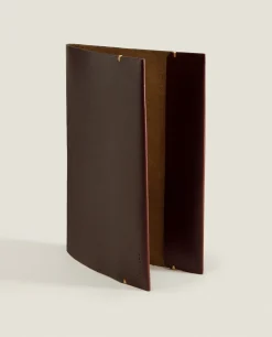 ZARA Home Leather Book Cover With Topstitching