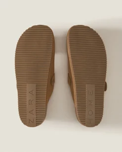 ZARA Home Leather Clogs With Buckle