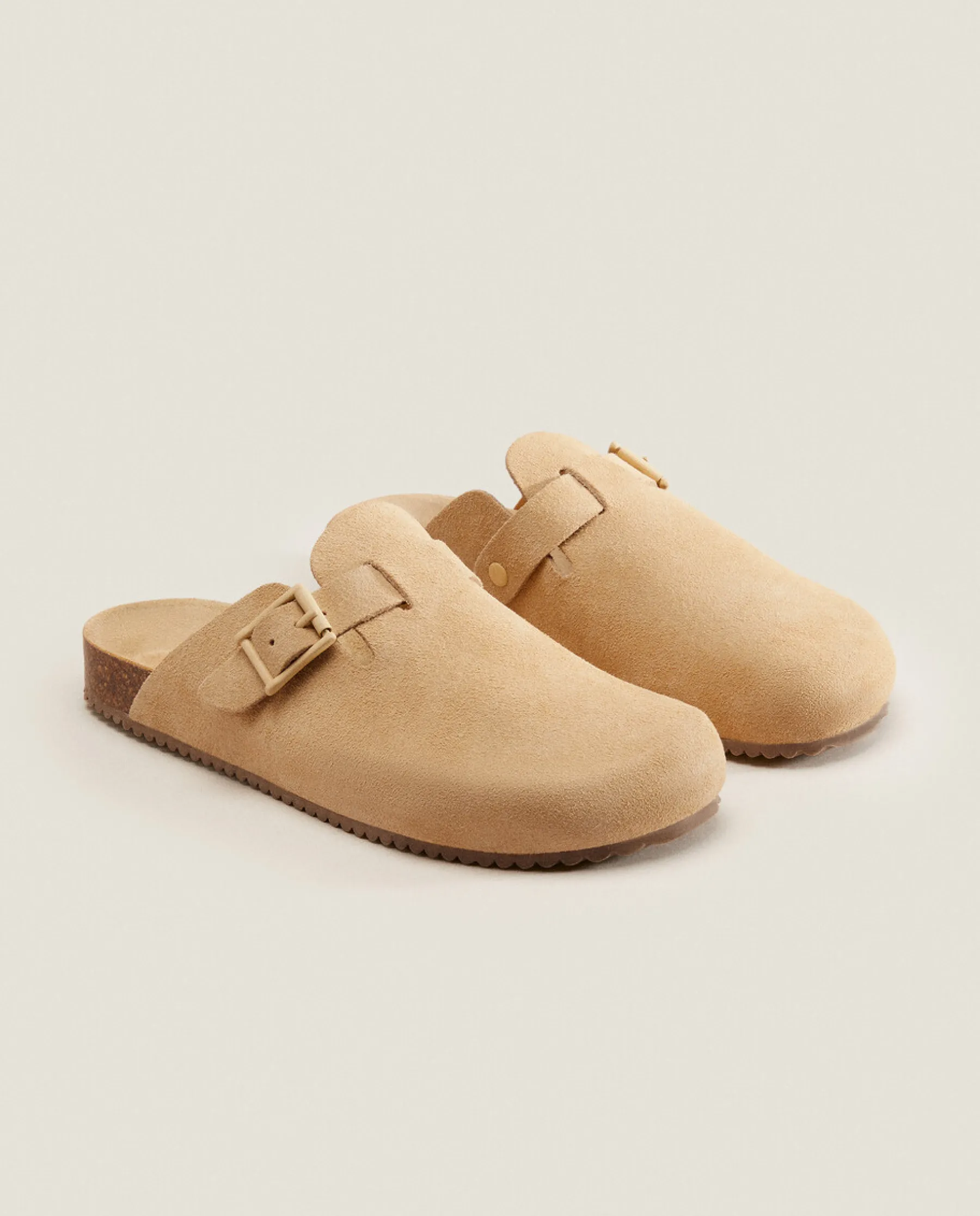 ZARA Home Leather Clogs With Buckle
