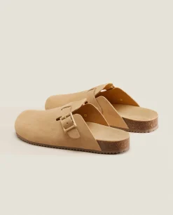 ZARA Home Leather Clogs With Buckle