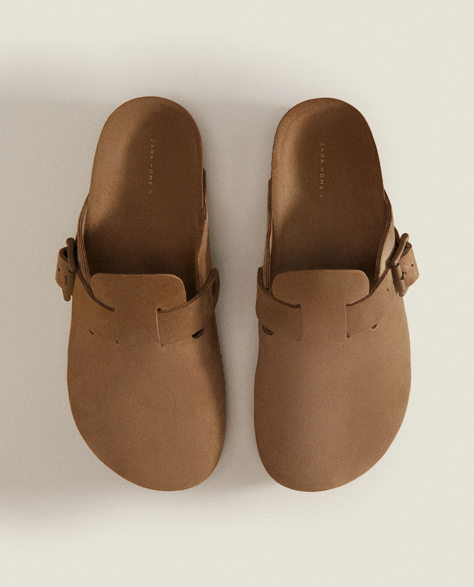 ZARA Home Leather Clogs With Buckle