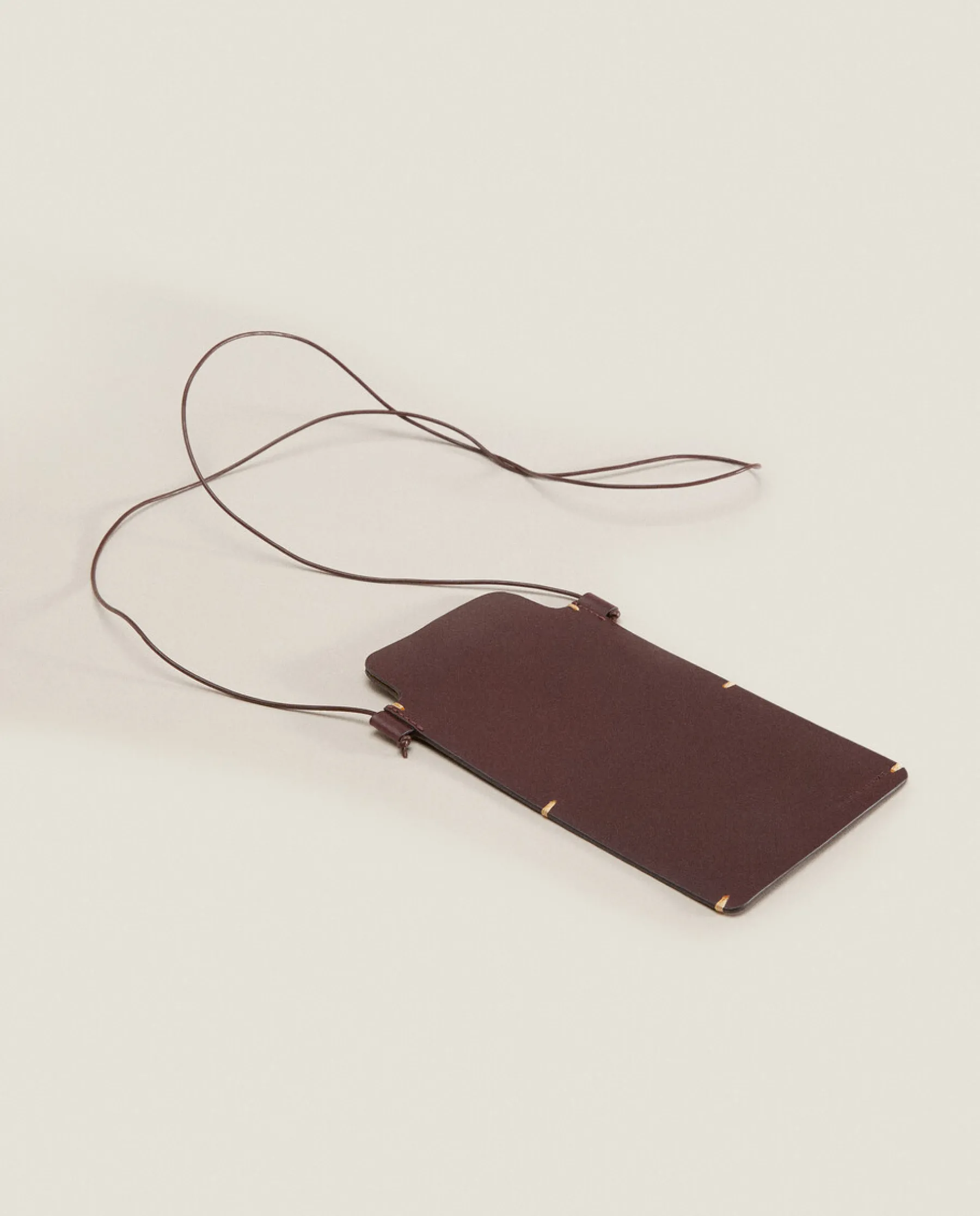 ZARA Home Leather Mobile Phone Case With Backstitching Detail
