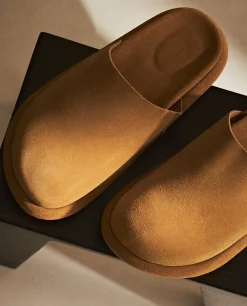 ZARA Home Leather Mule Slippers With Sole Detail