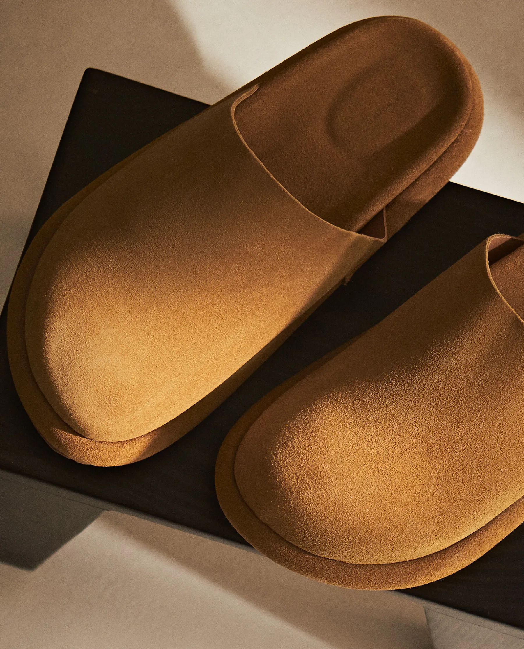 ZARA Home Leather Mule Slippers With Sole Detail