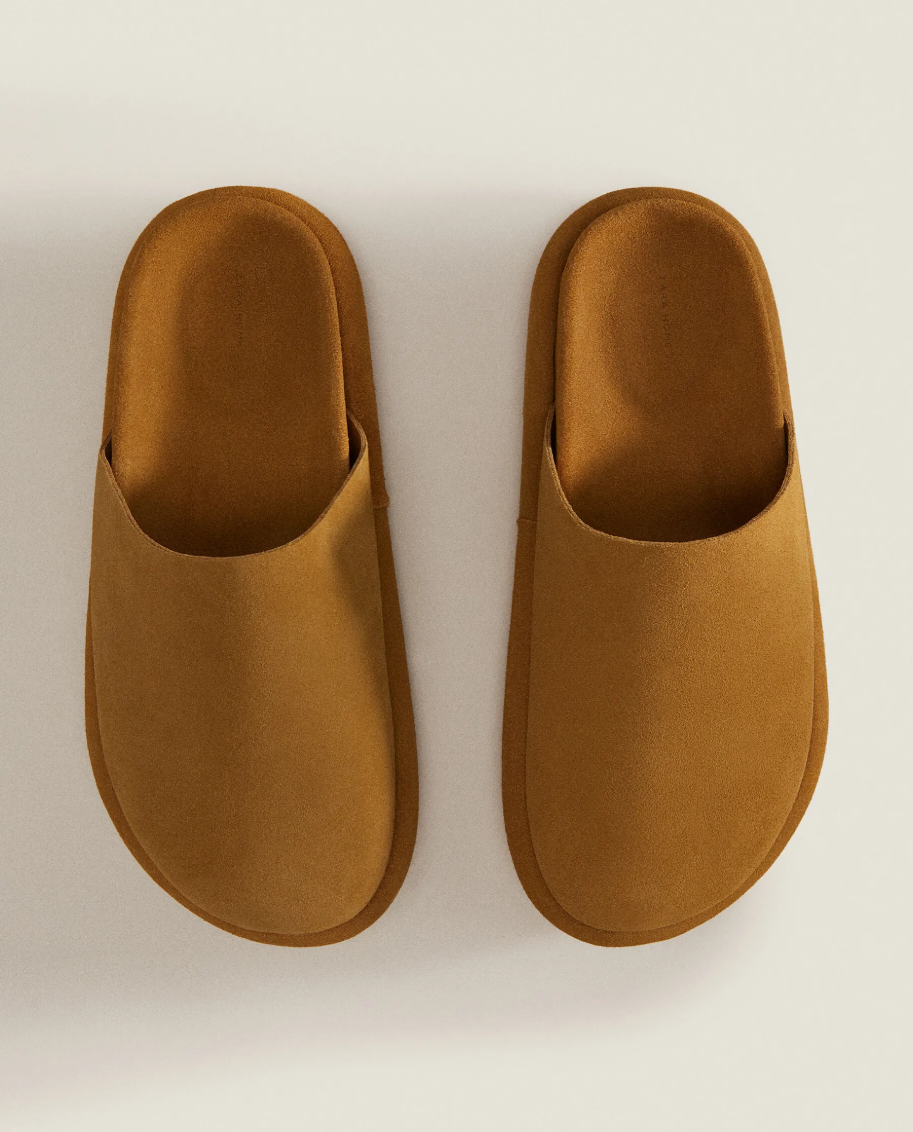 ZARA Home Leather Mule Slippers With Sole Detail
