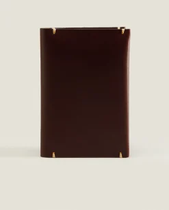 ZARA Home Leather Passport Cover With Topstitching Detail