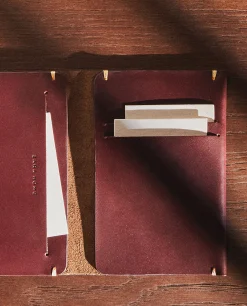 ZARA Home Leather Passport Cover With Topstitching Detail