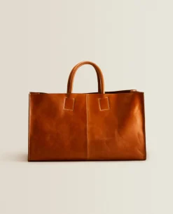 ZARA Home Leather Tote Bag