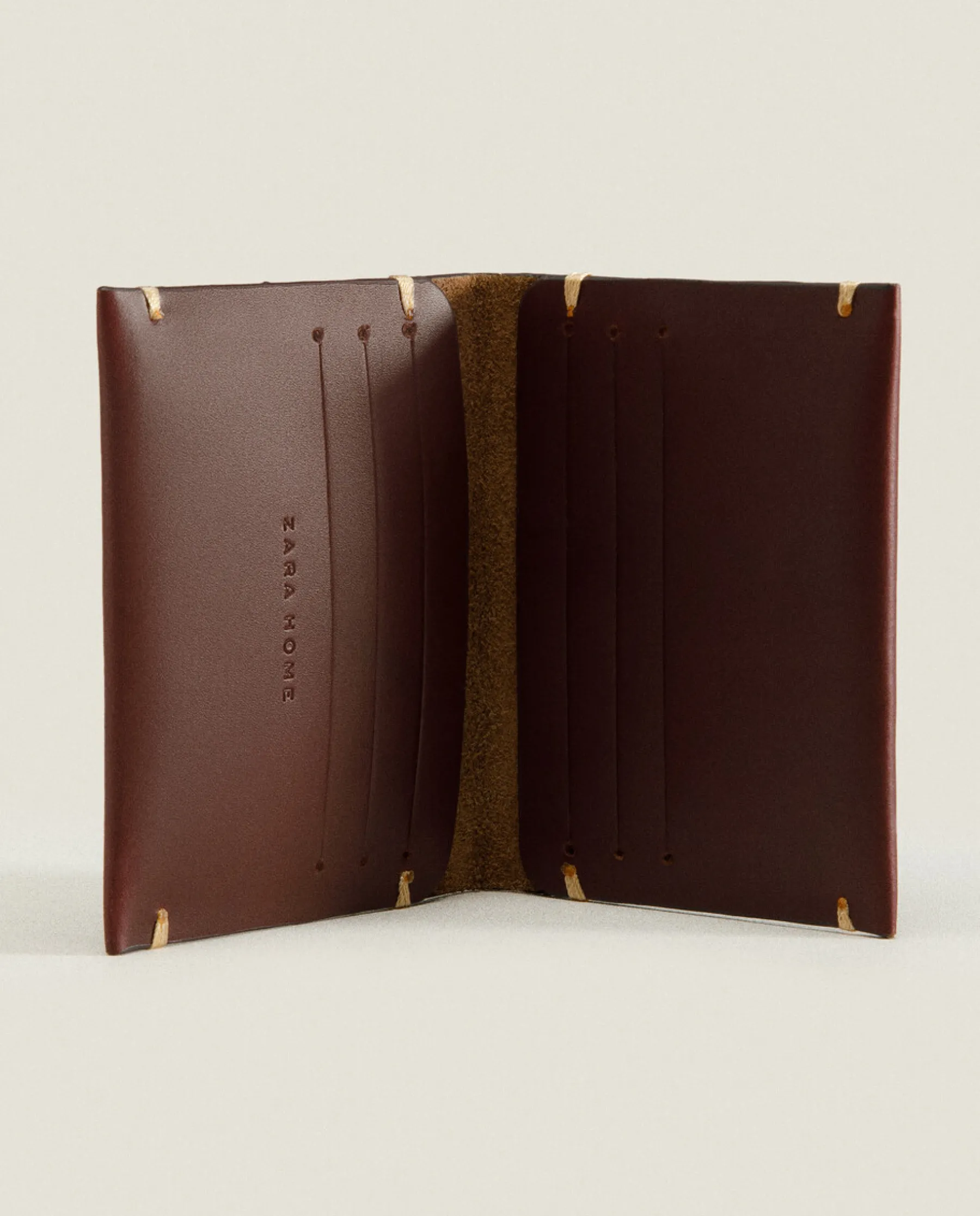 ZARA Home Leather Wallet With Topstiching Detail