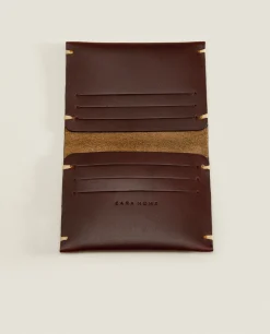 ZARA Home Leather Wallet With Topstiching Detail