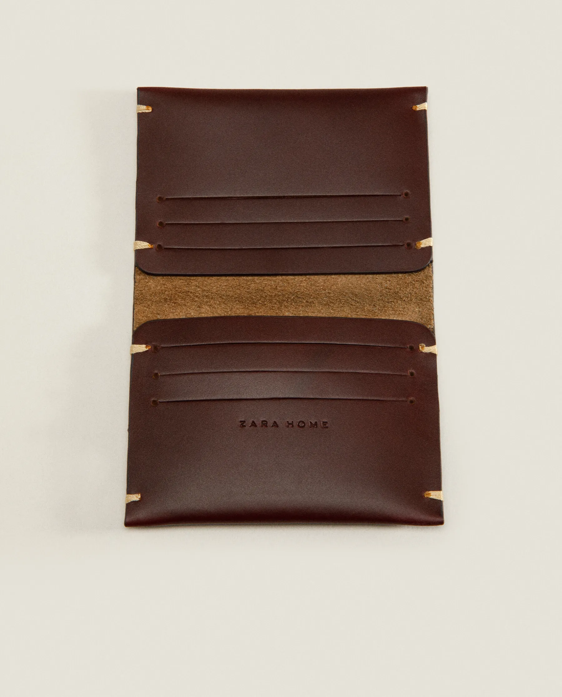 ZARA Home Leather Wallet With Topstiching Detail