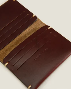 ZARA Home Leather Wallet With Topstiching Detail