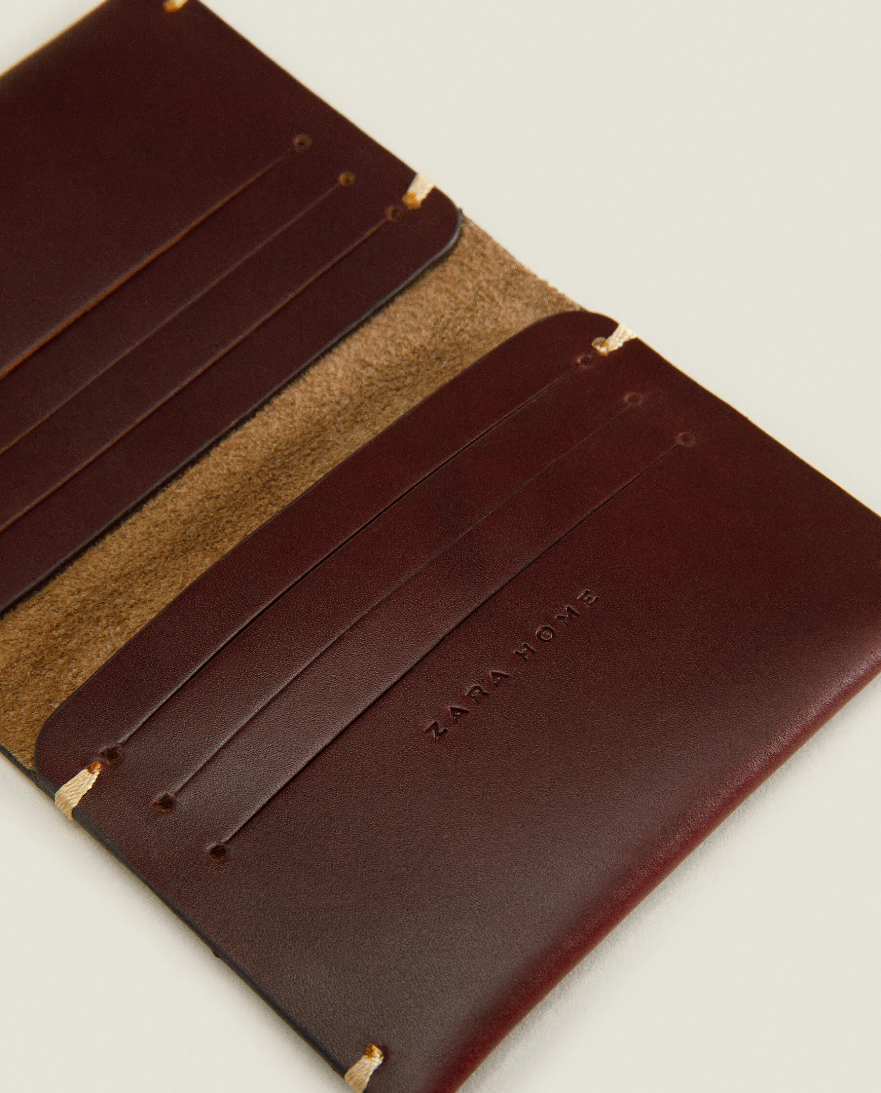 ZARA Home Leather Wallet With Topstiching Detail