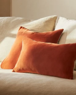 ZARA Home Linen And Velvet Throw Pillow Cover
