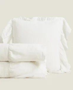 ZARA Home Linen Ruffle Bedspread