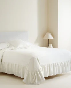 ZARA Home Linen Ruffle Bedspread