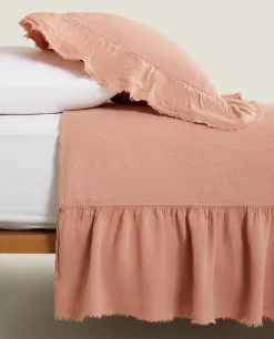 ZARA Home Linen Ruffle Bedspread