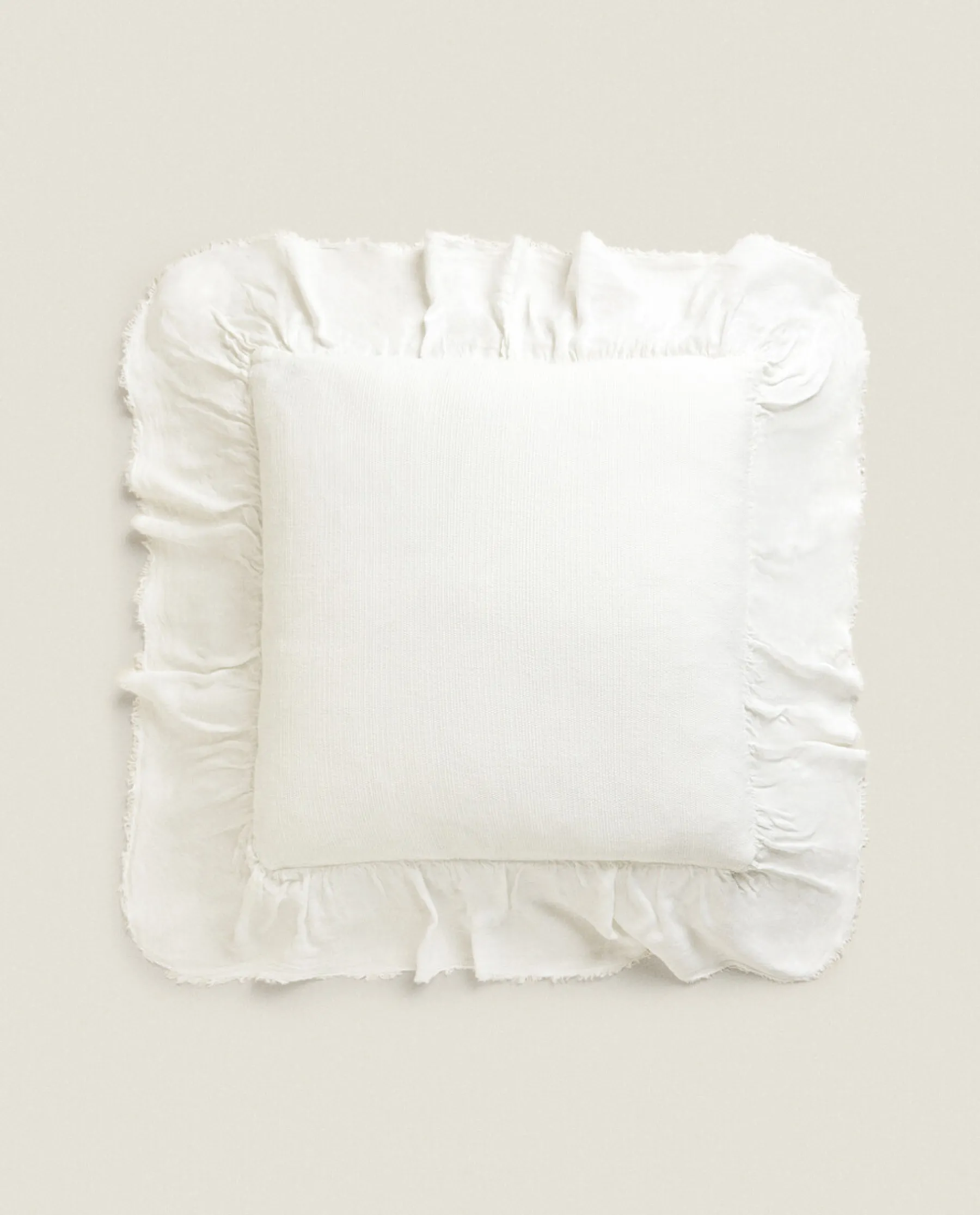 ZARA Home Linen Ruffle Throw Pillow Cover