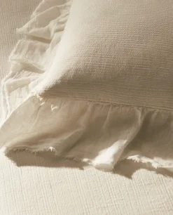 ZARA Home Linen Ruffle Throw Pillow Cover