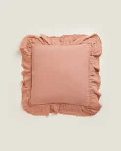 ZARA Home Linen Ruffle Throw Pillow Cover