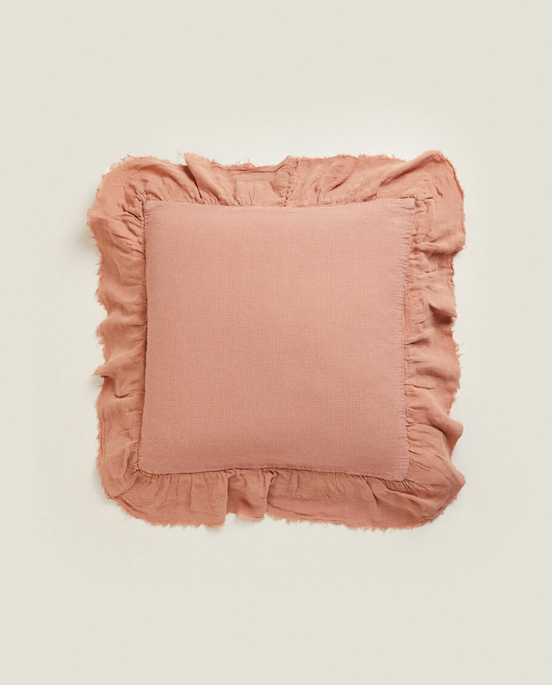 ZARA Home Linen Ruffle Throw Pillow Cover