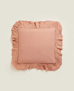 ZARA Home Linen Ruffle Throw Pillow Cover