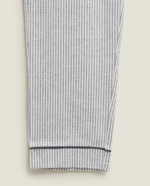 ZARA Home Men'S Striped Flannel Pyjama Bottoms