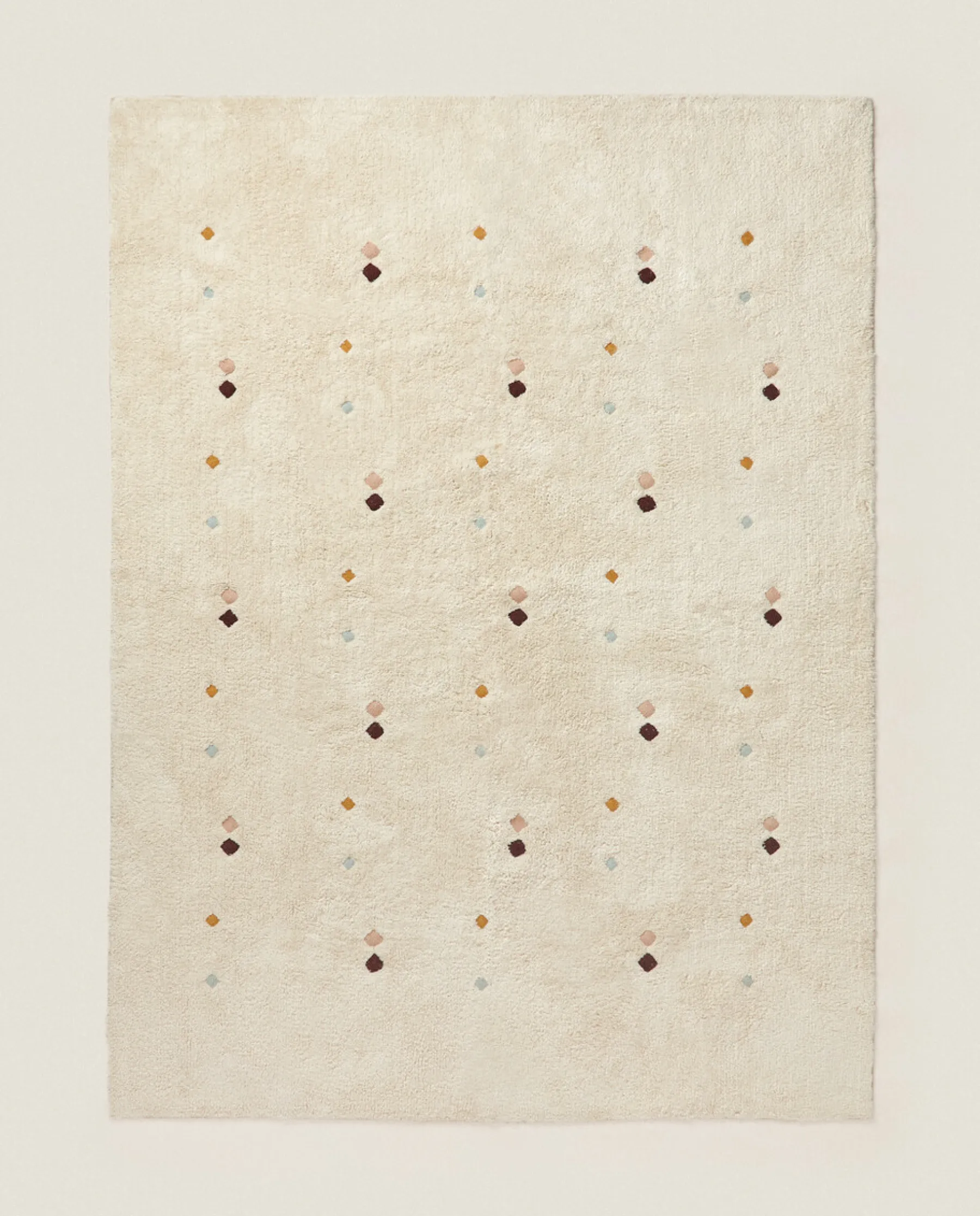 ZARA Home Multicolored Embroidered Check Rug