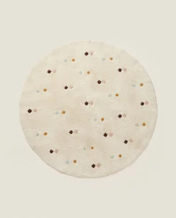 ZARA Home Multicolored Embroidered Check Rug