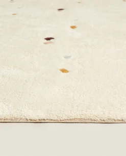 ZARA Home Multicolored Embroidered Check Rug