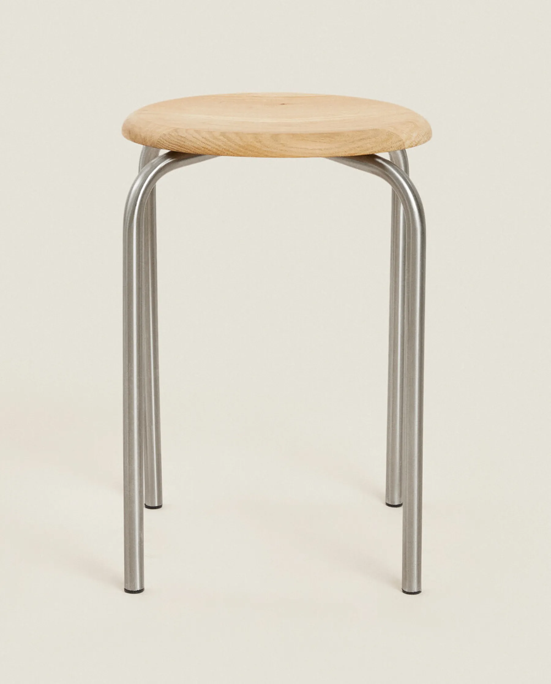 ZARA Home Oak And Steel Stool