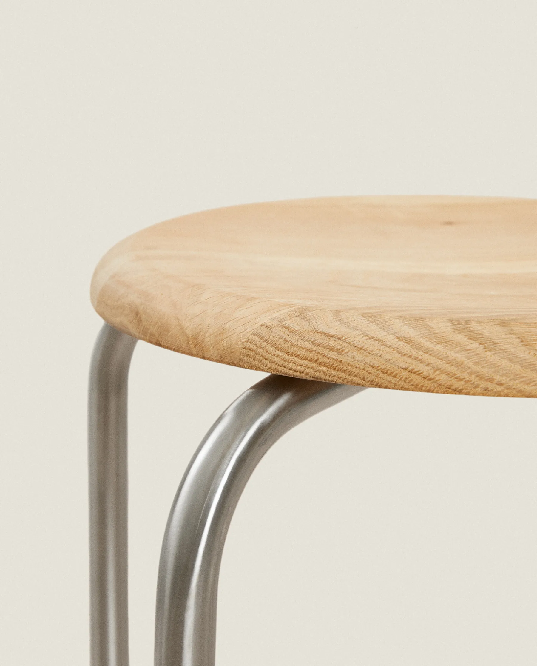 ZARA Home Oak And Steel Stool