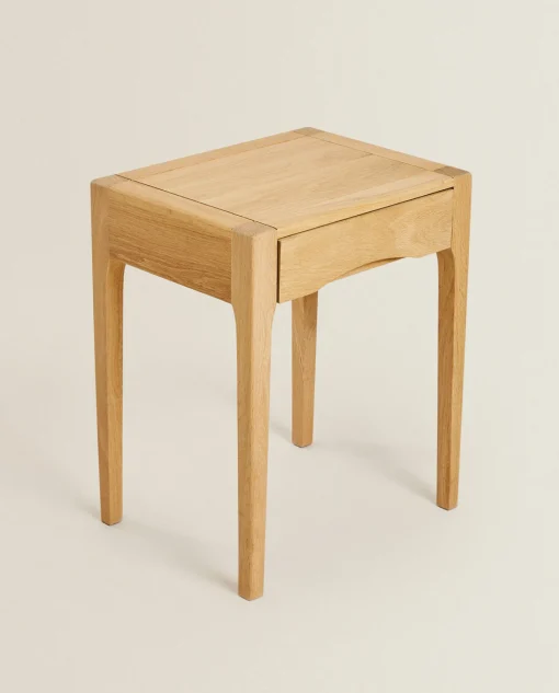 ZARA Home Oak Bedside Table With Drawer