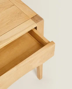 ZARA Home Oak Bedside Table With Drawer