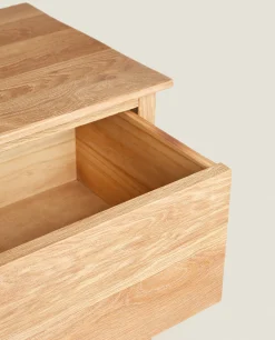 ZARA Home Oak Wood Bedside Table