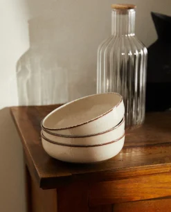 ZARA Home Porcelain Bowl With Antique Finish Rim