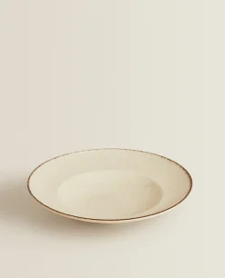 ZARA Home Porcelain Pasta Plate With Antique Finish Rim