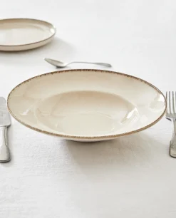 ZARA Home Porcelain Pasta Plate With Antique Finish Rim