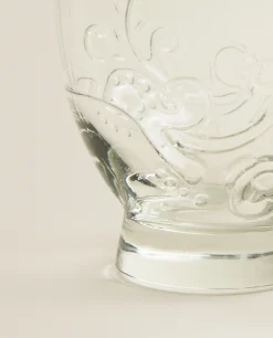 ZARA Home Raised Floral Design Glass Tumbler