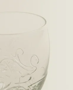 ZARA Home Raised Floral Design Glass Tumbler