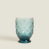 ZARA Home Raised Floral Design Glass Tumbler