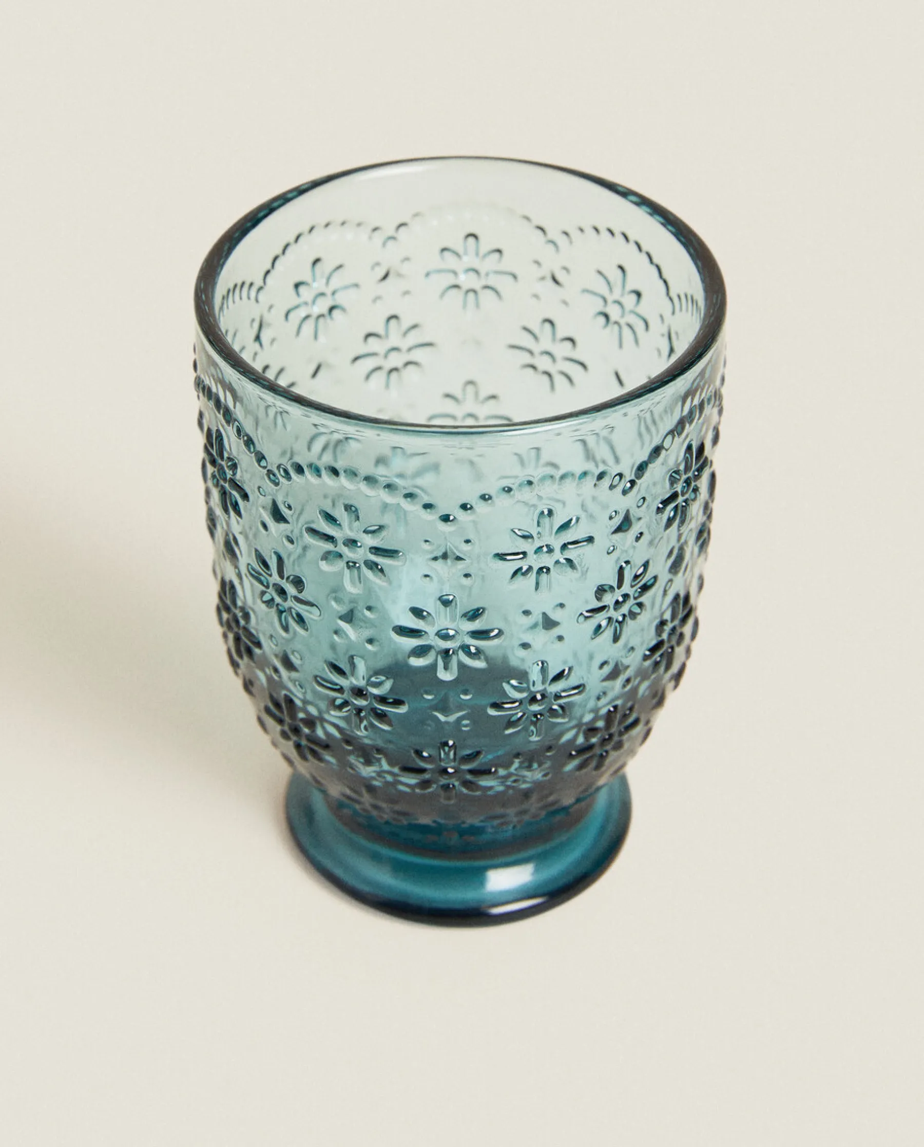 ZARA Home Raised Floral Design Glass Tumbler