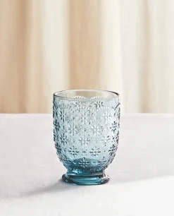 ZARA Home Raised Floral Design Glass Tumbler