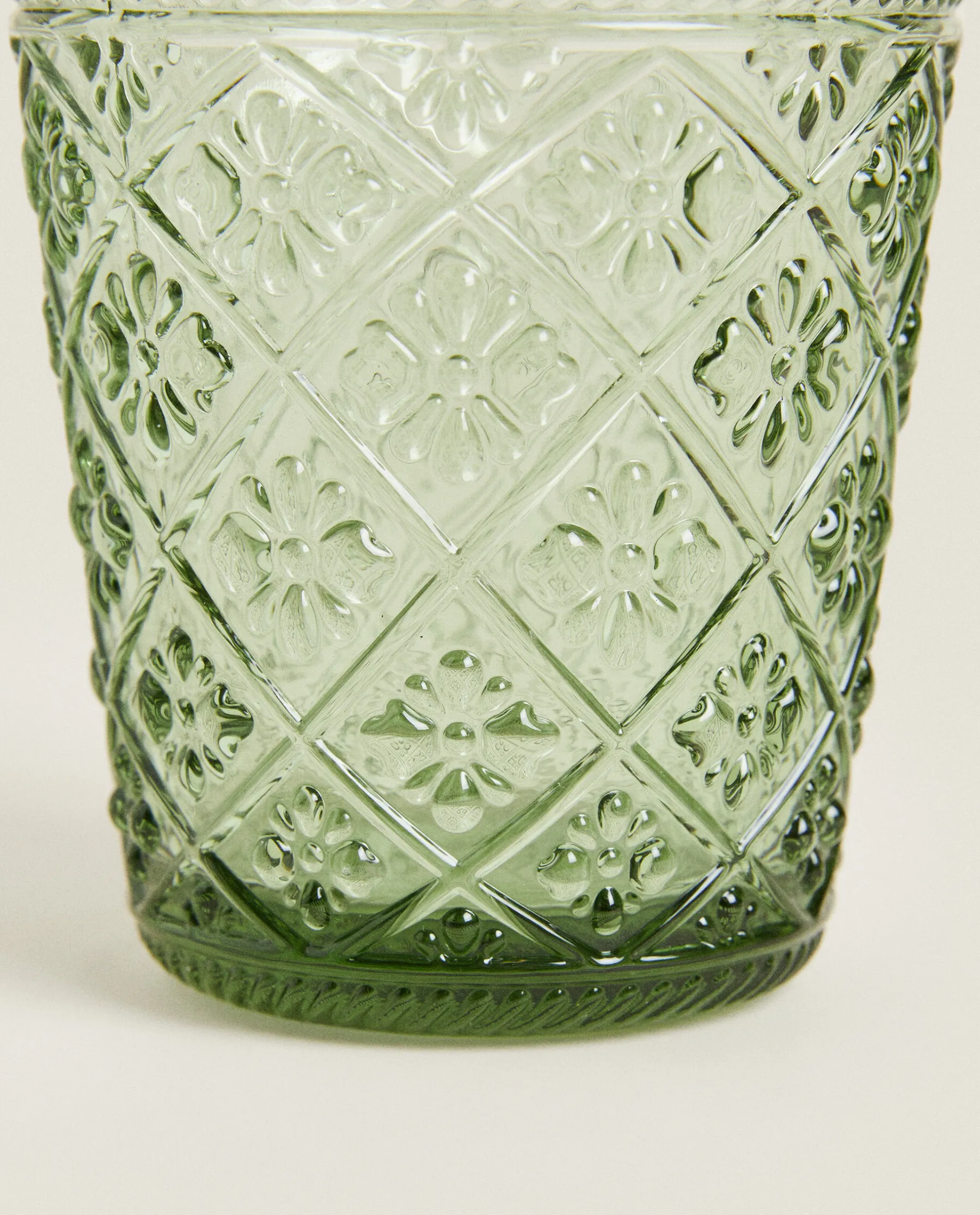 ZARA Home Raised Floral Design Glass Tumbler